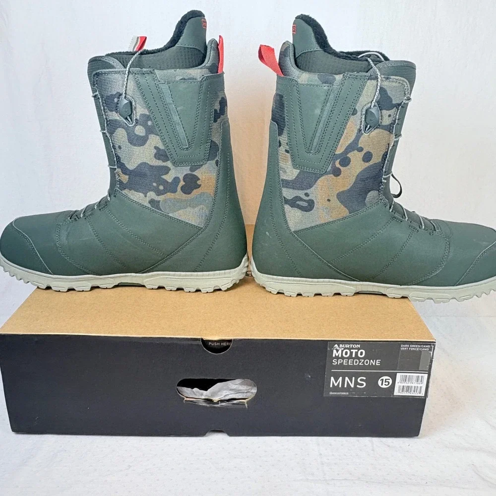 Burton Moto Speedzone Snowboard Boots Mens 15 Dark Green Camo 104361